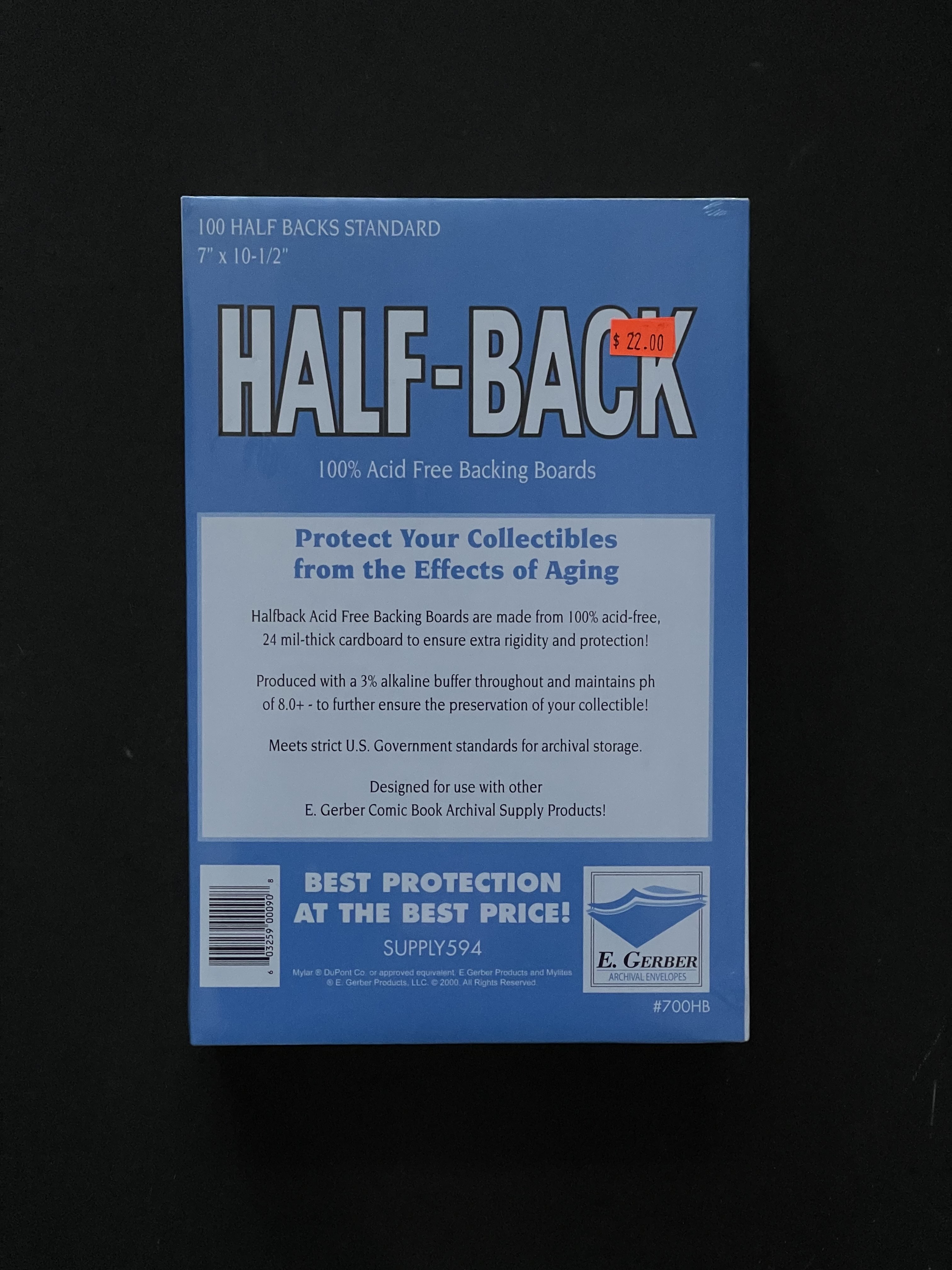 Half-Back Silver & Gold Comic Book Backing Boards 7 1/2 x 10 1/2